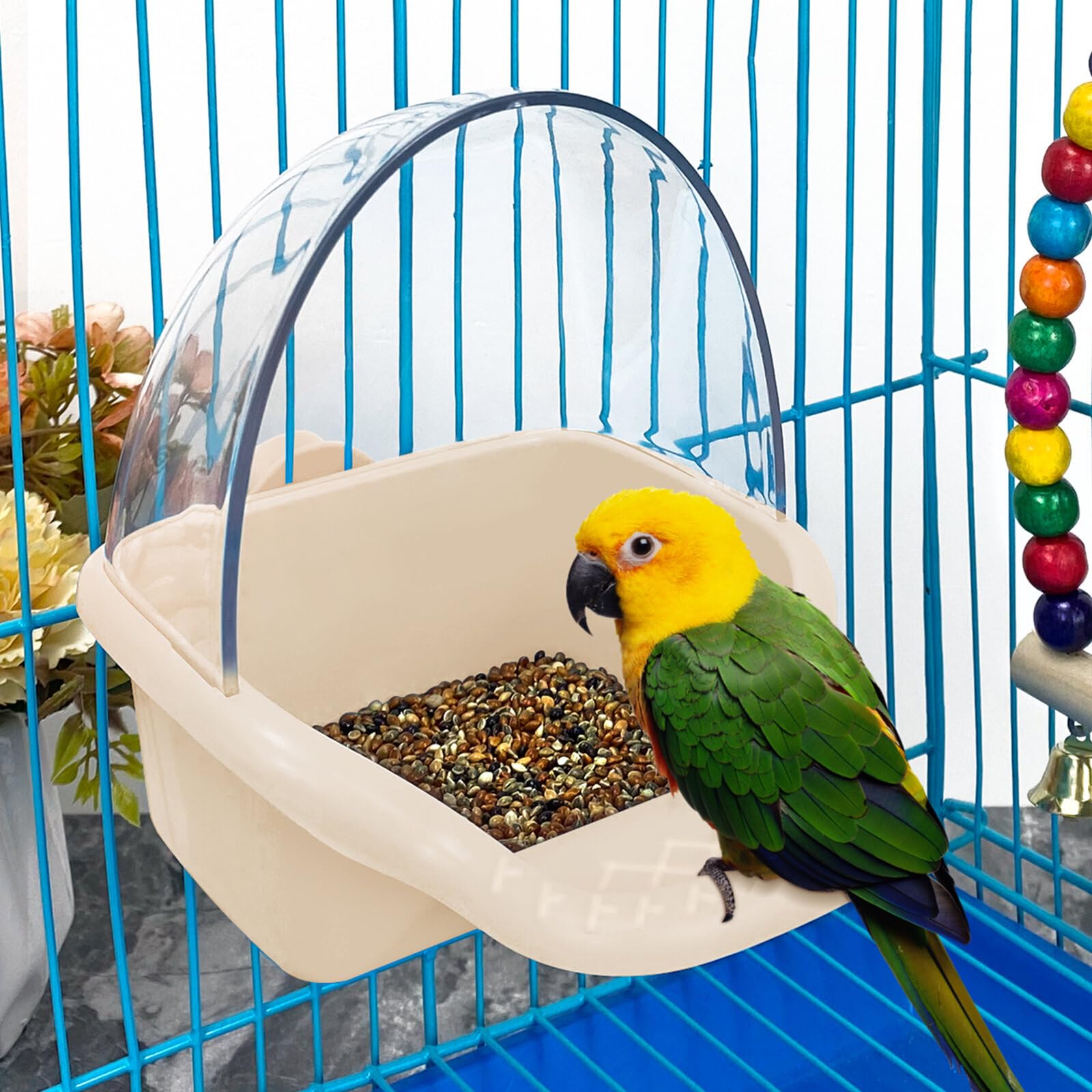 Nobgum Bird Bath for CageBirdbath Toy Parakeet Caged Bathing Tubs Parrot Bath Tub Water Shower Food Feeder Holder Tray White Small Birds Parrots Cockatiel Budgies