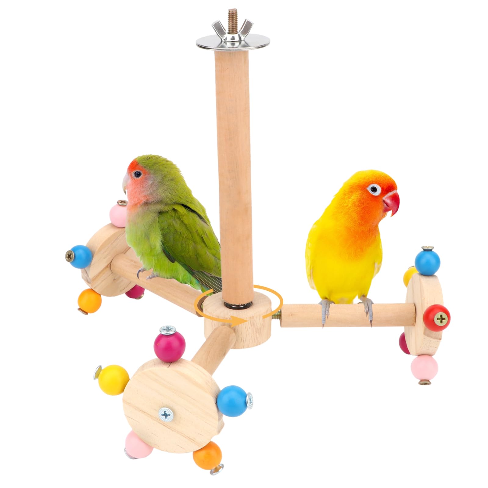 Hypeety Spinning Bird Perch Stand Toy Natural Wood Interactive Exercise Wheel Parrot Perch Toys Bird Rotating Perch for Bird Parrot Parakeets Budgies Lovebirds Finch Conures (3 Stands)