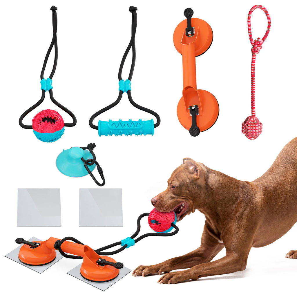 SELAPET Dog Suction Cup Toy - Tug of War Style with Rope Dogs Interactive Ball Large Aggressive Chewers & Puppy - Wear-Resistant Pull Teeth-Cleaning Chew Multifunctional Design