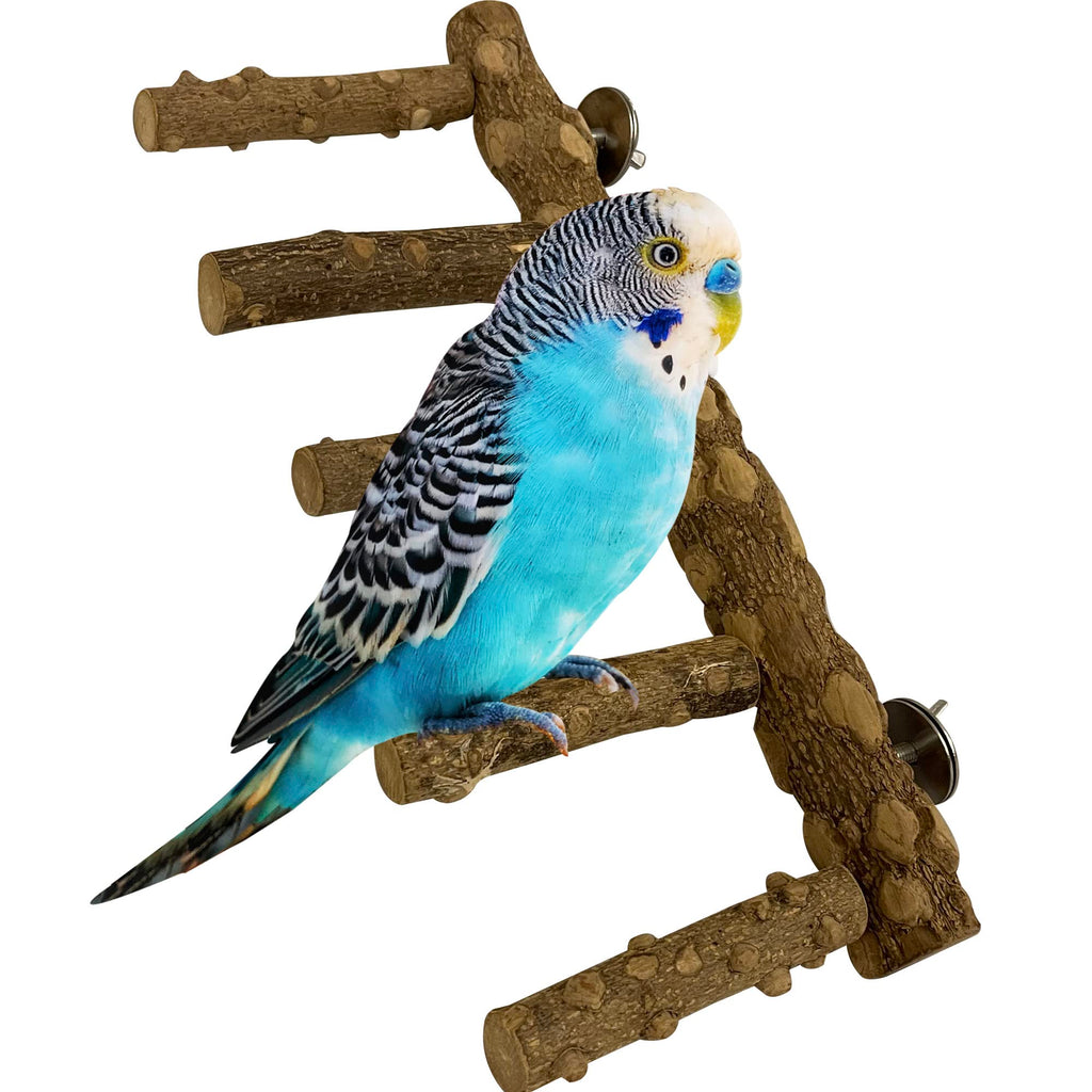 SIMENA Bird Ladder Perch Natural Wood Parrot Stand Hamster Climbing Toy Bird Cage Ladder for Small and Medium Birds Parakeet Cockatiel Conures Lovebirds Budgie