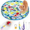 ROTESONNE Interactive Cat Toys Cat Ball Fast Rolling in Pouch Indoor Hide and Seek Automatic Moving Kitten Toys with LED Light Fuzzy Bell Tail Motion Activated Chirping